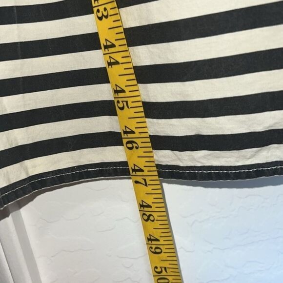 Zoe & Claire Black & Cream Floral Print Midi Dress Striped Waist Tie & Hem Sz M - Picture 4 of 13